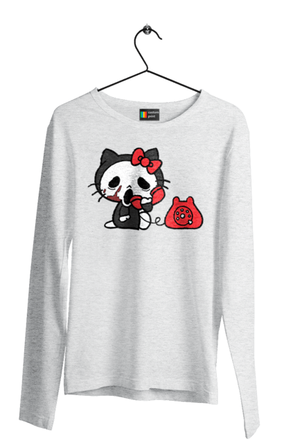 Чоловічій лонгслів з принтом "Хелло Кітті Хелловін". Halloween, hello kitty, бренд, кіт, кошеня, персонаж, хелло кітті, хелловін. 2070702