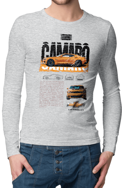 Чоловічій лонгслів з принтом "Chevrolet Camaro". Camaro, chevrolet, chevrolet camaro, авто, автомобіль, камаро, шевроле, шевроле камаро. 2070702