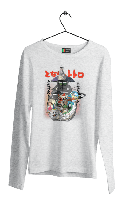 Men's longsleeve with prints Totoro. Adventures, anime, comedy drama, fantasy, film, my neighbor totoro, tv series. 2070702