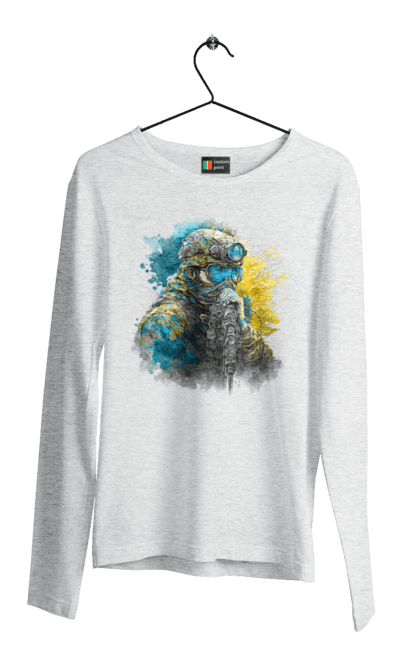 Чоловічий лонгслів з принтом "Снайпер ЗСУ". Армія, зсу, прапор україни, символи україни, снайпер, солдат, україна. 2070702