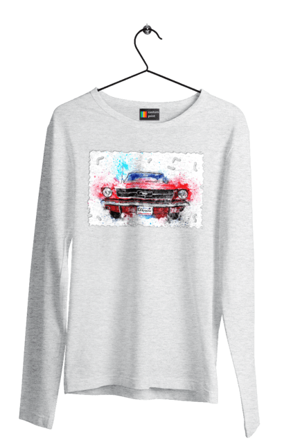 Чоловічий лонгслів з принтом "Автомобіль мустанг". Автомобіль мустанг, донати, допомога, дорога, колесо, конь, машина, мустанг, пейпел, україна. 2070702