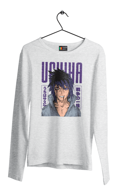 Men's longsleeve with prints Naruto Sasuke Uchiha. Anime, manga, naruto, sasuke, sasuke uchiha, team 7, team number 7, uchiha. 2070702