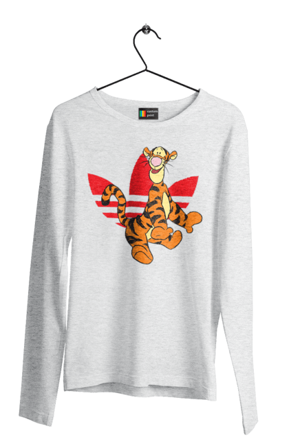 Мужской лонгслив с принтом Adidas Тигра. Adidas, tigger, winnie-the-pooh, адидас, винни пух, мультсериал, тигр, тигра. 2070702