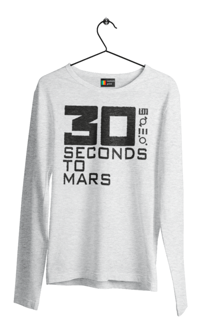 Мужской лонгслив с принтом Thirty Seconds to Mars. 30 seconds, 30 секунд, thirty seconds, альтернативный рок, группа, музыка, рок, хард-рок. 2070702