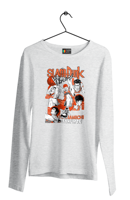 Чоловічій лонгслів з принтом "Слем данк Сакурагі Ханамічі". Hanamichi sakuragi, slam dunk, аніме, баскетбол, манга, сакурагі ханамічі, слем-данк, спокон, спортивне аніме, сьонен. 2070702