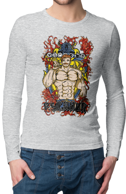 Men's longsleeve with prints Seven Deadly Sins Escanor. Adventures, anime, comedy, escanor, fantasy, manga, seven deadly sins. 2070702