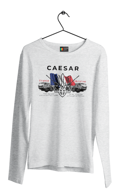 Men`s longsleeve with prints Caesar (France). Caesar, industrious, weapon. 2070702