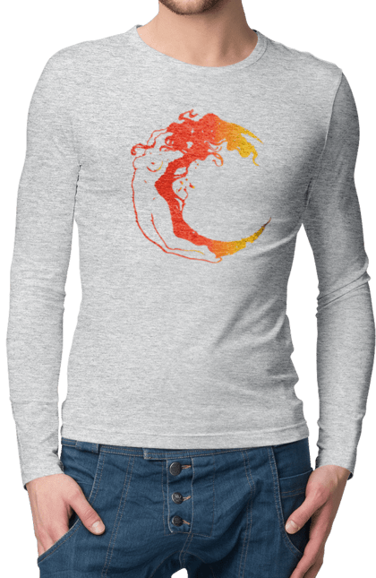 Men`s longsleeve with prints Moon girl. Cosmic, girl, moon, space, stars. 2070702