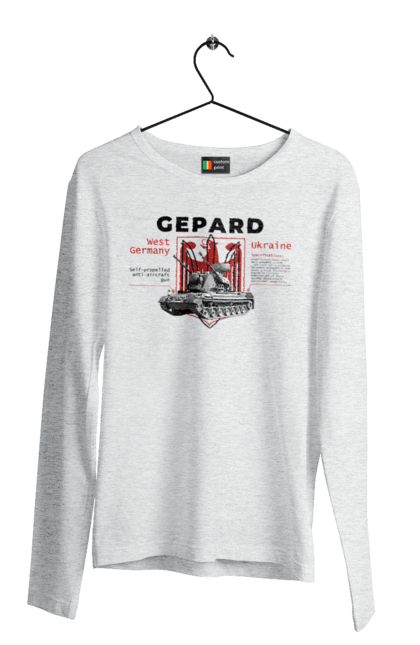Men`s longsleeve with prints Gepard. Cheetah, f16, howitzer, industrious, nasams, stinger, suzanne, zuzana. 2070702
