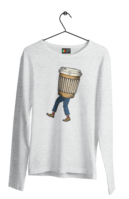 Чоловічий лонгслів з принтом "Людина Кава". Кава. 2070702