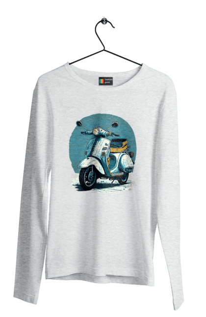 Чоловічий лонгслів з принтом "Мопед". Відпочинок, літо, мопед, скутер, швидкість. 2070702