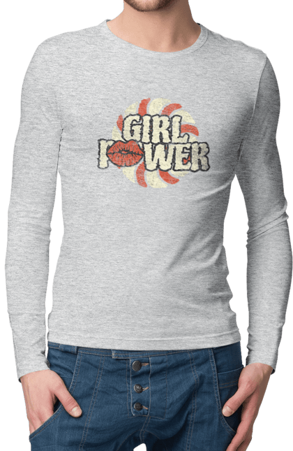 Men's longsleeve with prints Girl Power. Female power, feminism, girl power, girls, girls can, independence, motto, power, women. 2070702