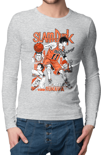 Men's longsleeve with prints Slam Dunk Kaede Rukawa. Anime, basketball, comedy, kaede rukawa, manga, school, shonen, slam dunk, sports anime. 2070702