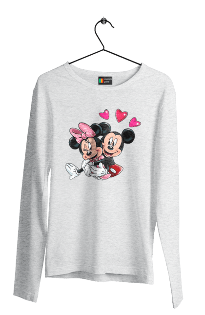 Мужской лонгслив с принтом Микки Маус и Минни Маус. Mickey mouse, minnie mouse, дисней, микки, микки маус, минни маус, мультфильм. 2070702