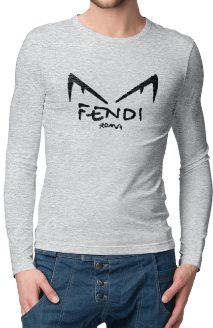 Мужской лонгслив с принтом Fendi. Fendi, lvmh, бренд, дом моды, италия, люкс, мода, одежда, сумка, фенди. 2070702