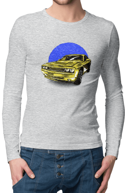 Чоловічий лонгслів з принтом "Український спорткар". Авто, додж челенджер, маслкар, машина, потужне авто, спорткар, український спорткар, швидкість. 2070702