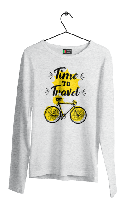 Men`s longsleeve with prints Travel Time, Bicycle. Bicycle, time, travel. 2070702