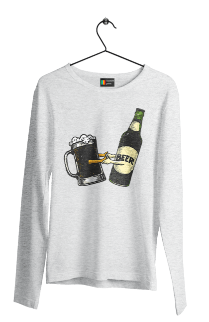 Men`s longsleeve with prints Bottle Of Beer With A Glass Of Beer. Beer, bottle, wineglass. 2070702