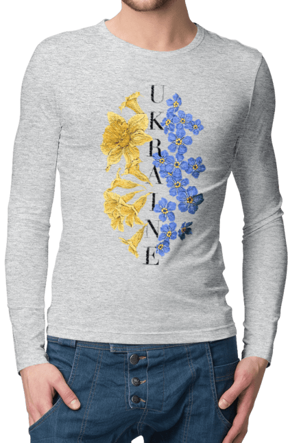 Men`s longsleeve with prints Ukraine flower 2. Cartridge, emblem of ukraine, freedom, green, i am ukrainian, i love ukraine, patriot, ukraine, war, war in ukraine. 2070702