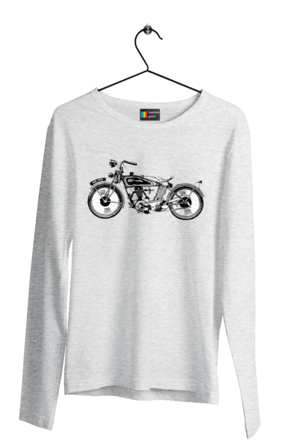 Чоловічий лонгслів з принтом "Мотоцикл Ретро". Мото, мотоцикл, ретро. 2070702