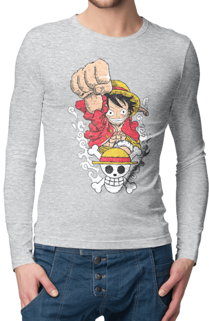 Men's longsleeve with prints One Piece Luffy. Anime, luffy, manga, monkey de luffy, one piece, pirates. 2070702