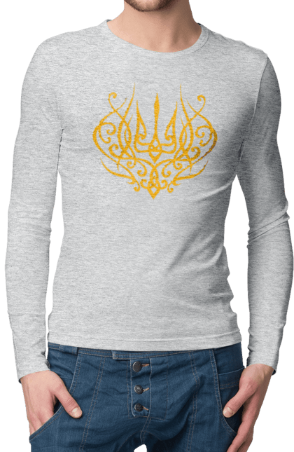 Men`s longsleeve with prints Emblem of Ukraine. Герб, герб україни, доброго вечора, зсу, патріотична, прапор. 2070702