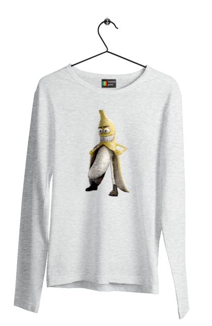 Чоловічий лонгслів з принтом "Банан". Банан, секс, смех, шутка, эксгибиционист. 2070702