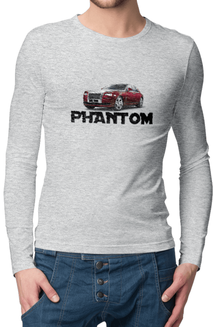 Men`s longsleeve with prints Rolls royce. Auto, car, luxury class, phantom, rolls royce, sedan. 2070702