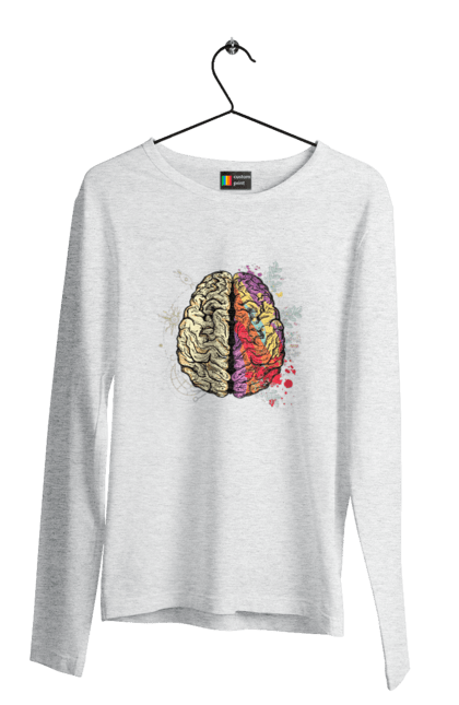 Чоловічий лонгслів з принтом "Творчість та логіка". Бінарний, біткоїн, біткойн, валюта, гроші, крипто, наука, програміст, программист, творчество, техно, хакер, художник, цветной. 2070702