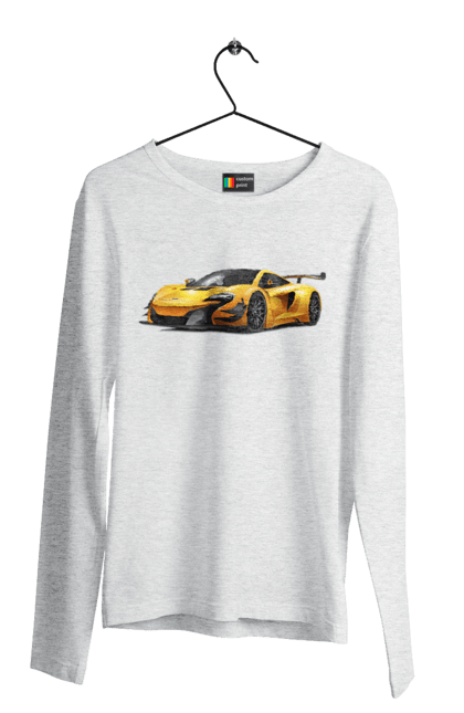 Men`s longsleeve with prints Sports car. Car, sport, sports car, yellow car, yellow sports car. 2070702