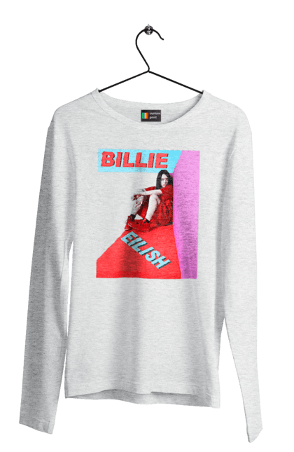 Чоловічий лонгслів з принтом "Біллі Айліш". Біллі айліш, логотип біллі айліш, принт біллі айліш, співачка біллі айліш. 2070702