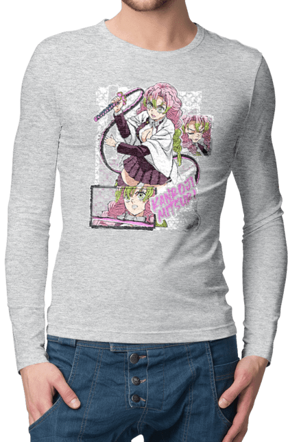 Men's longsleeve with prints Demon Slayer Mitsuri. Anime, demon slayer, giyu tomioka, manga, mitsuri, mitsuri kanroji, serial. 2070702