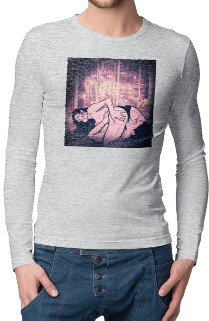 Чоловічий лонгслів з принтом "Дорослі Ігри На Тлі Міста". Гола, кохання, лизати, трусики. 2070702