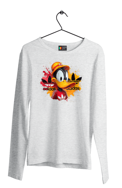 Чоловічій лонгслів з принтом "Даффі Дак Adidas". Adidas, daffy duck, looney tunes, merrie melodies, warner brothers, даффі дак, качка, мультфільм. 2070702