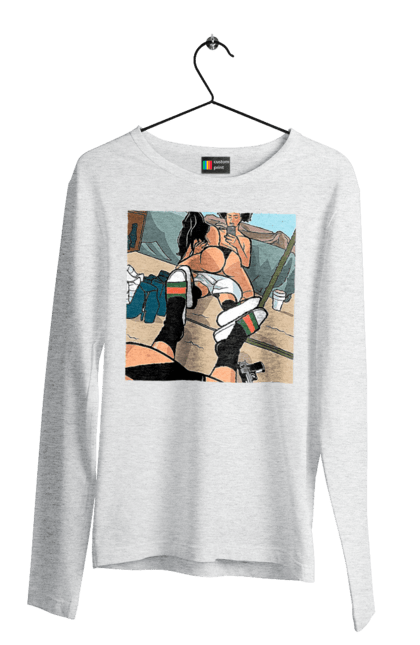 Чоловічий лонгслів з принтом "Голе Селфі У Дзеркалі". Жопа, зверху, селфі. 2070702