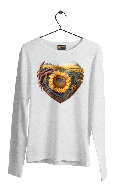 Men`s longsleeve with prints Символи України. Field, sky, sunflower, symbols of ukraine, ukraine, wheat. 2070702
