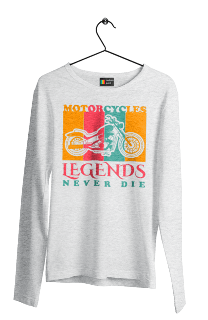 Чоловічий лонгслів з принтом "мотоцикл легенда". Легенда, мотоспорт, мотоцикл. 2070702