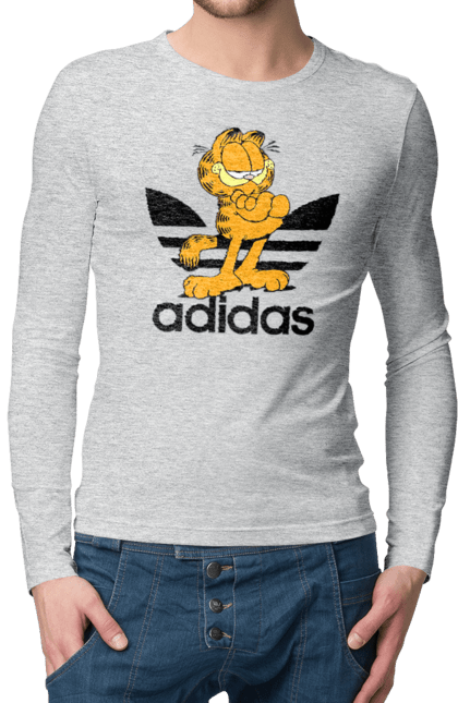 Чоловічій лонгслів з принтом "Adidas Гарфілд". Adidas, garfield, адідас, гарфілд, голод, кінокомедія, кіт, комедія, фільм. 2070702