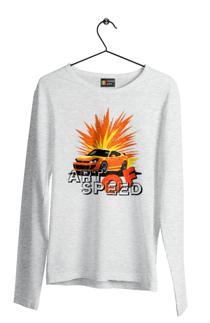 Мужской лонгслив с принтом Искусство скорости. Авто, автолюбитель, водитель, машина, скорость. 2070702