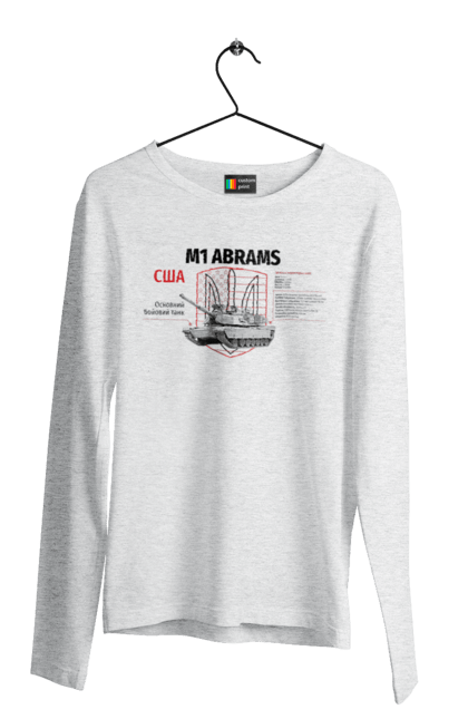 Чоловічий лонгслів з принтом "M1 Abrams". Abrams, m1 abrams, залужний, зброя, танк. 2070702