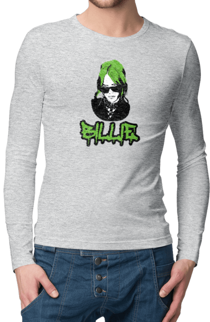 Чоловічий лонгслів з принтом "Billie Eilish". Активістка, біллі айліш, мизукант, права, співачка, тварини. 2070702