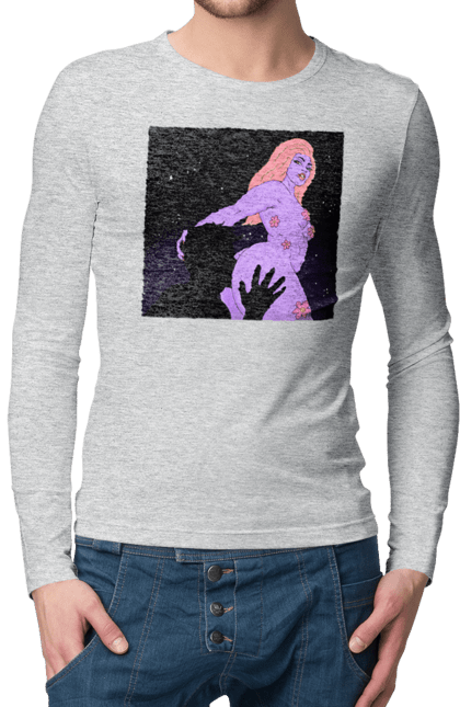Men`s longsleeve with prints Purple Girl. Body, girl. 2070702