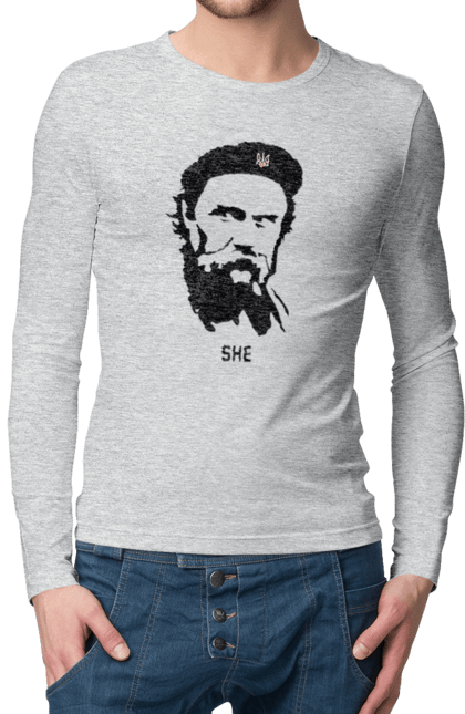 Men`s longsleeve with prints Shevchenko. Beret, cobzar, shevchenko, taras, ukraine. 2070702