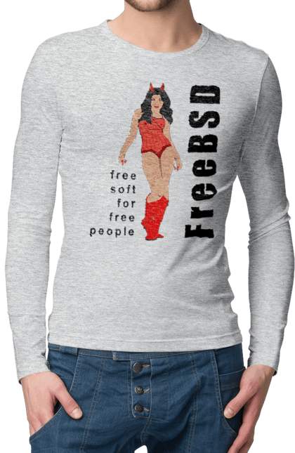 Men`s longsleeve with prints Freebsd For Free. Administrator, availability, beast, black, bsd, daemon, demoness, erotic, erotica, female, for adults, free, freebsd, freedom, independence, is free, it, it specialist, operating system, os, programmer, red, software, sysadmin, system, system administrator, text, unix, wasps, young woman. 2070702