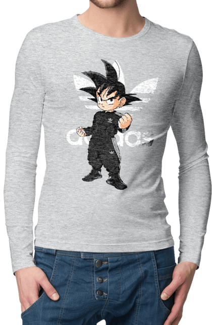 Чоловічій лонгслів з принтом "Adidas Сон Гоку". Adidas, dragon ball, manga, son goku, адідас, аніме, гоку, манга, перли дракона, сон гоку. 2070702