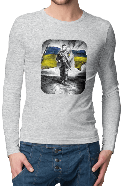 Men`s longsleeve with prints Defender of Ukraine. Defender, flag, flag of ukraine, girl, sivolika, symbolics, ukraine. 2070702