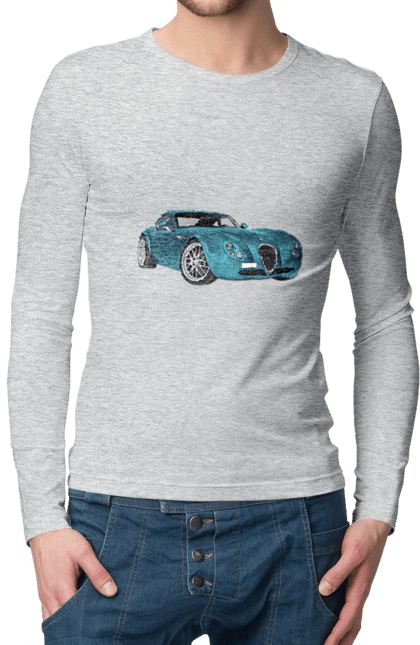Men`s longsleeve with prints Auto.7. Auto, blue, graphics, photo, retro car. 2070702