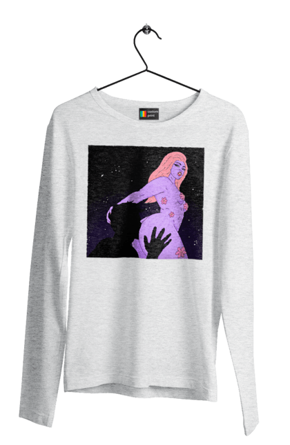 Men`s longsleeve with prints Purple Girl. Body, girl. 2070702