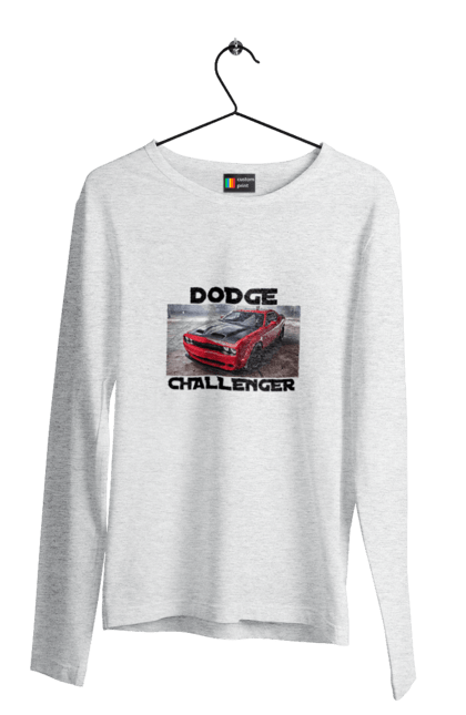 Чоловічий лонгслів з принтом "Додж челенджер". Авто, автомобіль, американська легенда, додж челенджер, класичний автомобіль, культове авто, масл кар, потужний автомобіль. 2070702