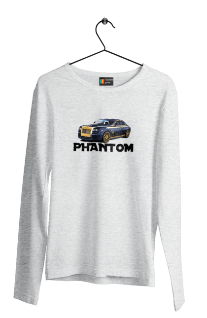 Чоловічий лонгслів з принтом "Ролс ройс". Авто, автомобіль, люкс клас, ролс ройс, седан, фантом. 2070702